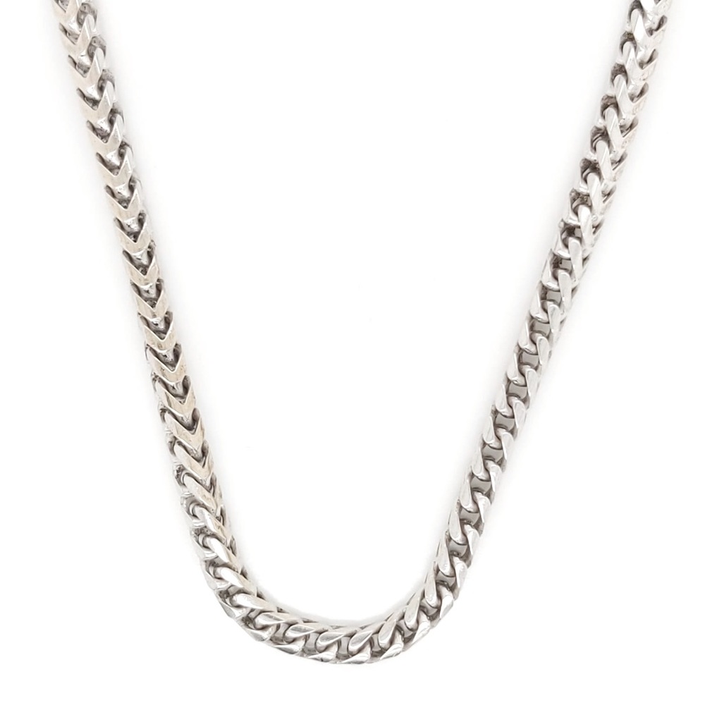 Sterling Silver Franco Square Box Chain Necklace 34”